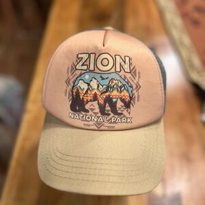 Zion National Park Tan and Black Trucker Hat